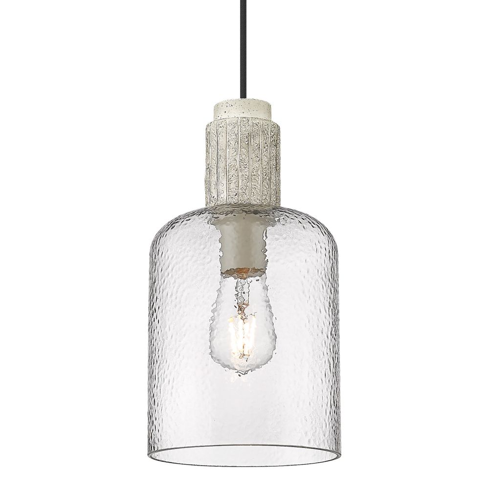 Golden Lighting 1086-S BLK-HCG Pedra Small Pendant in Matte Black with Hammered Clear Glass